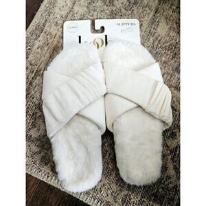 Kooba Women's Faux Fur Ivory White Slippers XL 9.5 10.5 New